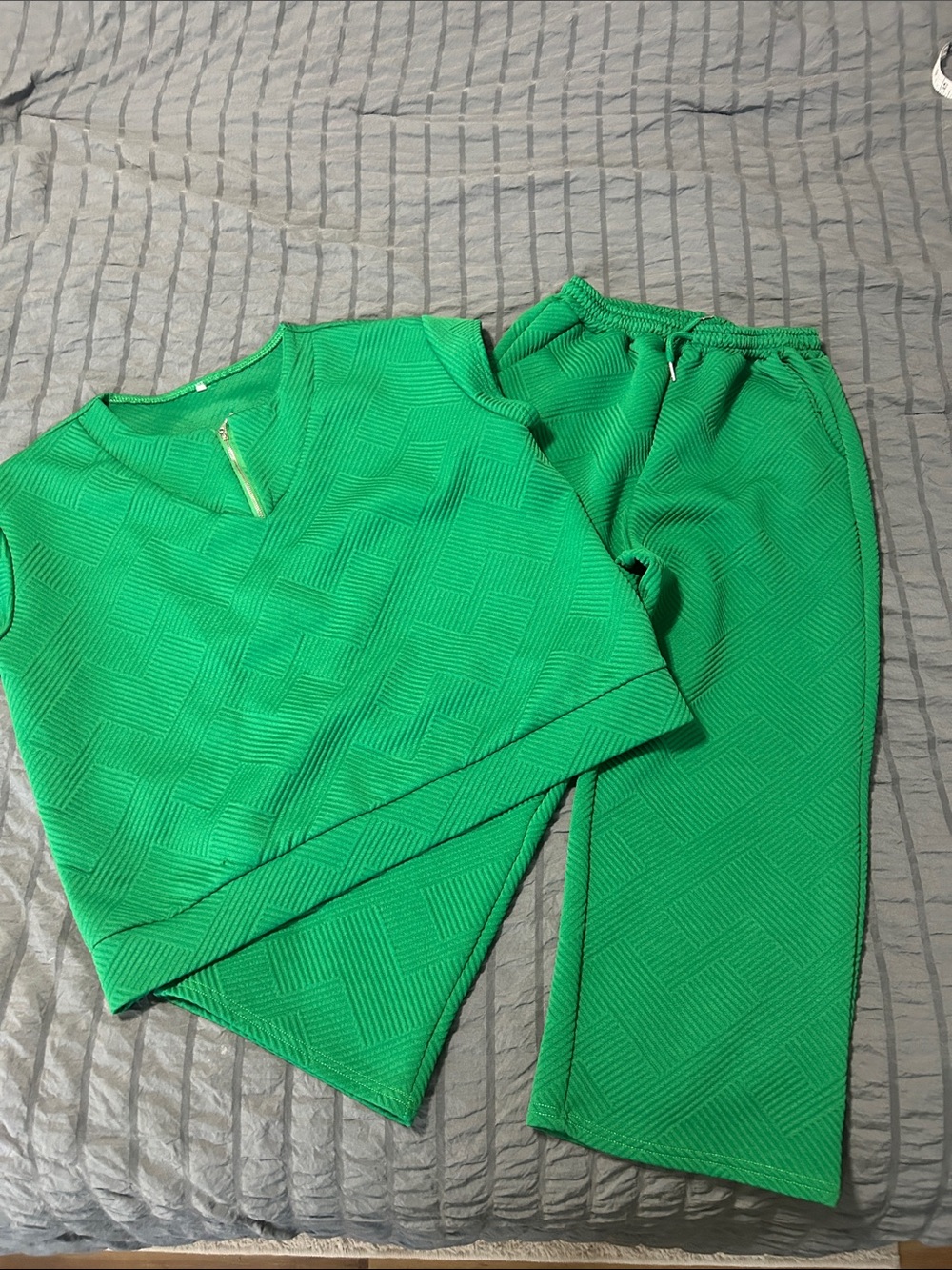 Vibrant Green Textured Two-Piece Set